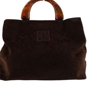 Givenchy Brown Suede 4 G Handbag with Tortoise Shell Acrylic  Handles